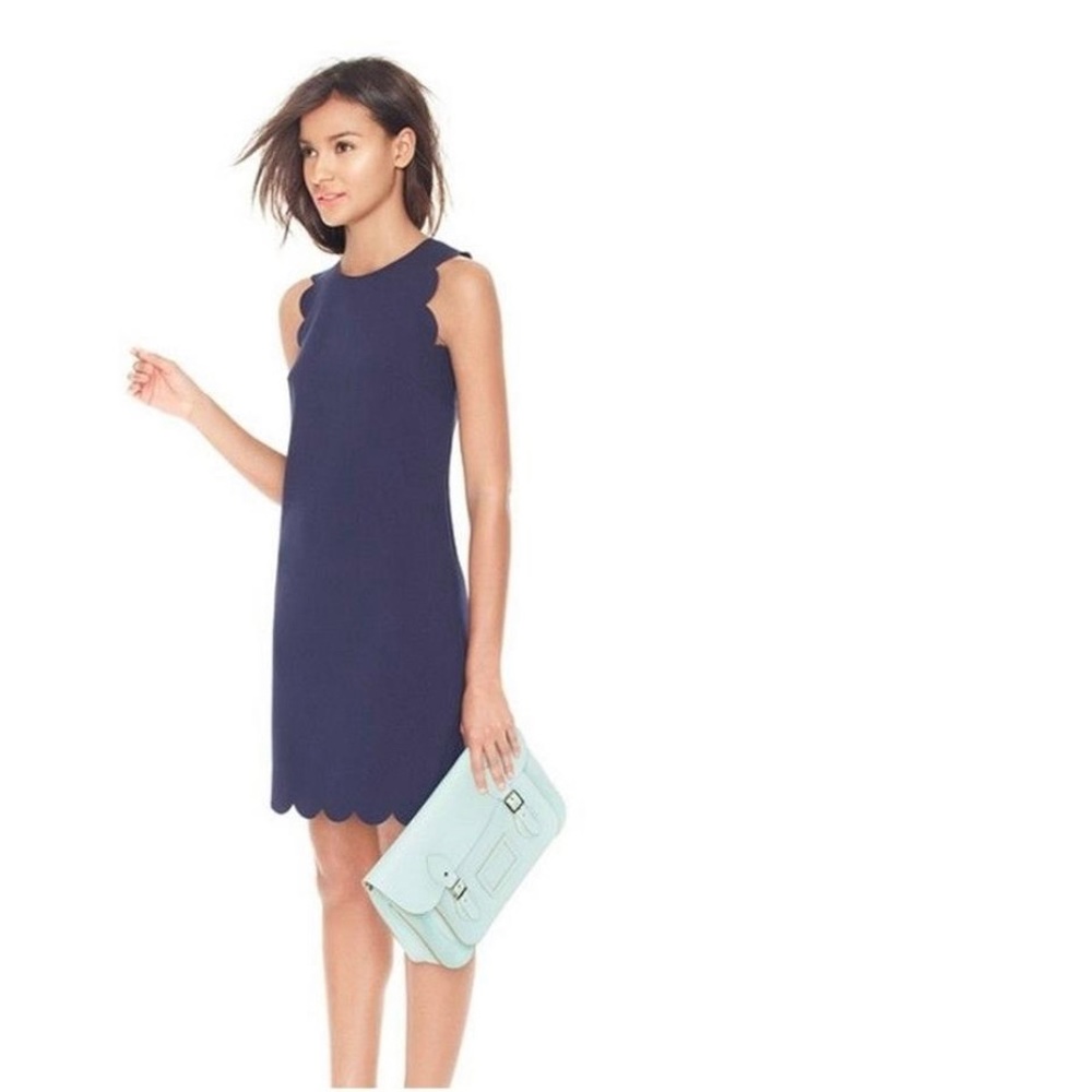 J.Crew Navy Blue Scalloped Women Cocktail Dress